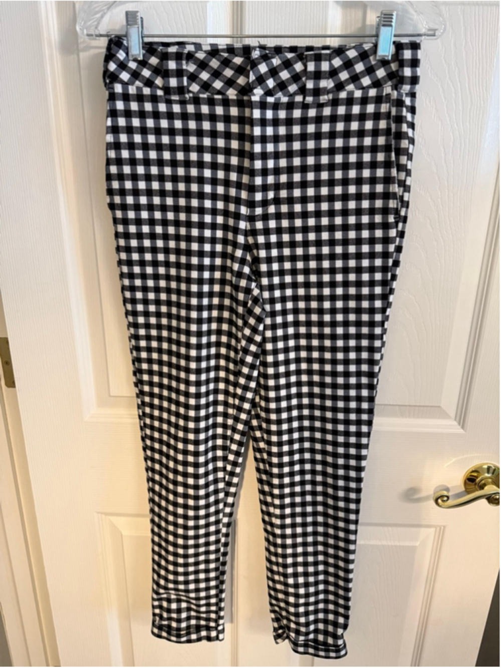 Dickies black and white checkered mid-waist rolled hem cropped work pants size 5
